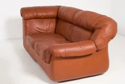Pamono Vintage Italian Sectional Cognac Leather Sofa, 1970s Sale