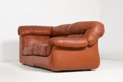 Pamono Vintage Italian Sectional Cognac Leather Sofa, 1970s Sale