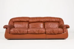 Pamono Vintage Italian Sectional Cognac Leather Sofa, 1970s Sale