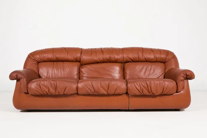 Pamono Vintage Italian Sectional Cognac Leather Sofa, 1970s Sale