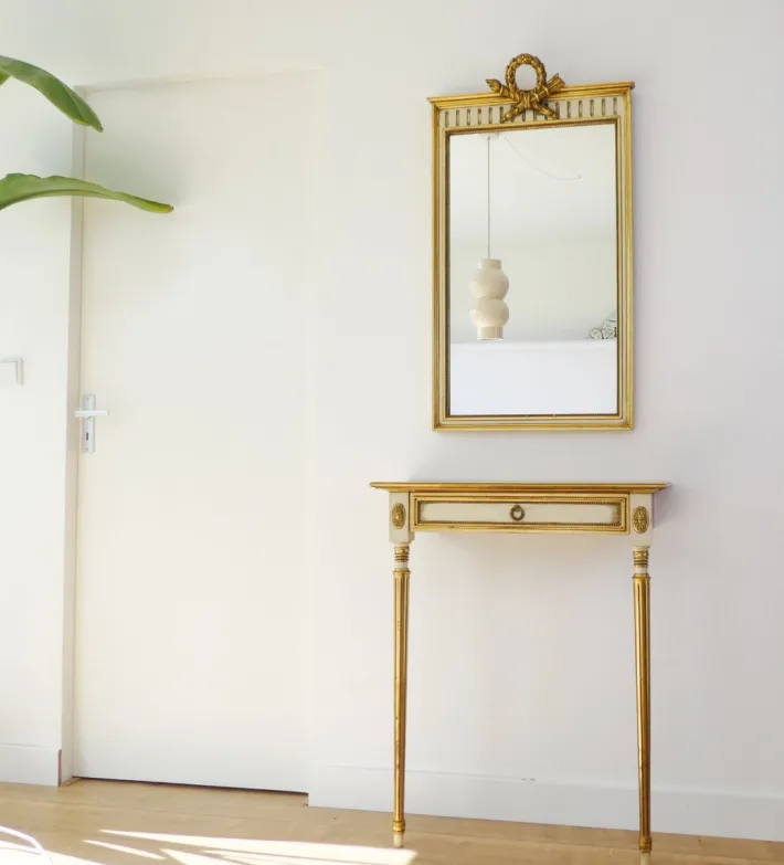 Pamono Vintage Italian Style Console Table with Mirror in Giltwood, 1960s, Set of 2 Discount