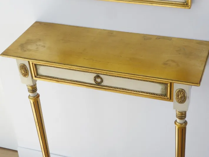 Pamono Vintage Italian Style Console Table with Mirror in Giltwood, 1960s, Set of 2 Discount