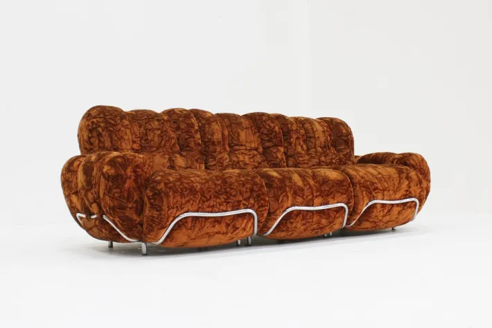 Pamono Vintage Italian Three-Seater Sofa in Velvet, 1970s Best