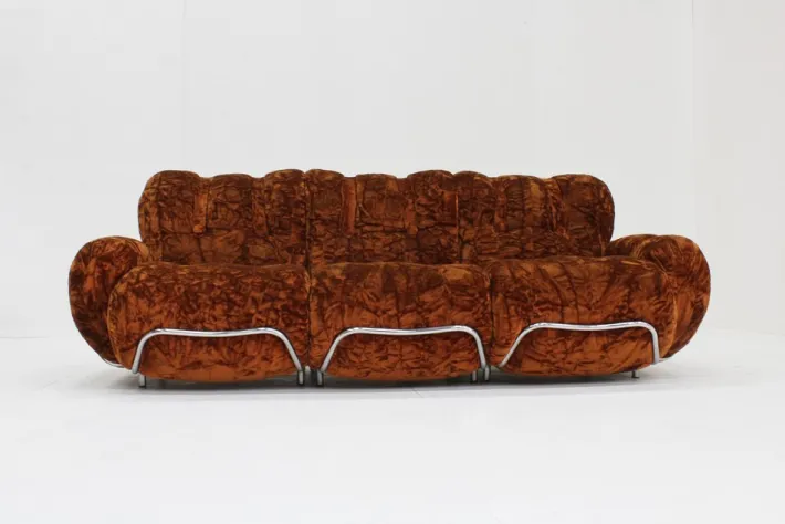 Pamono Vintage Italian Three-Seater Sofa in Velvet, 1970s Best