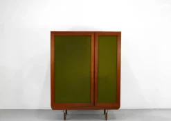 Pamono Vintage Italian Wardrobe in Teak and Velvet, 1960s Clearance