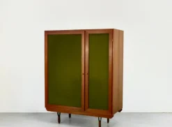 Pamono Vintage Italian Wardrobe in Teak and Velvet, 1960s Clearance