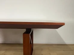 Pamono Vintage Italian Wooden Table with Cross Bases and Worked Top, 1980s New