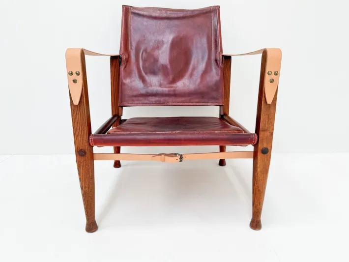 Pamono Vintage KK47000 Safari Chair in Leather by Kaare Klint for Rud Rasmussen, Denmark, 1930s Best