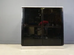 Pamono Vintage Lacquer and Marble Bar Cabinet, 1970s Hot