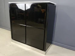 Pamono Vintage Lacquer and Marble Bar Cabinet, 1970s Hot