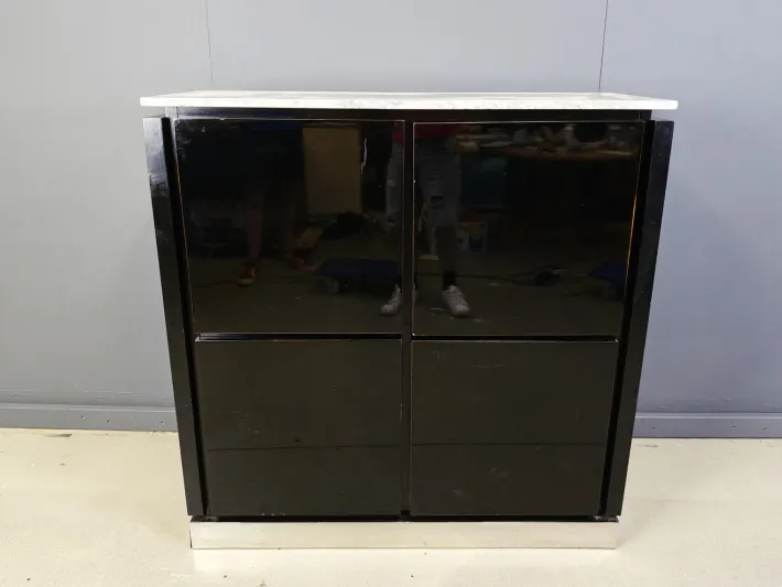 Pamono Vintage Lacquer and Marble Bar Cabinet, 1970s Hot