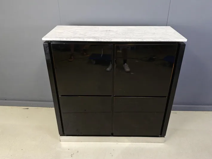 Pamono Vintage Lacquer and Marble Bar Cabinet, 1970s Hot