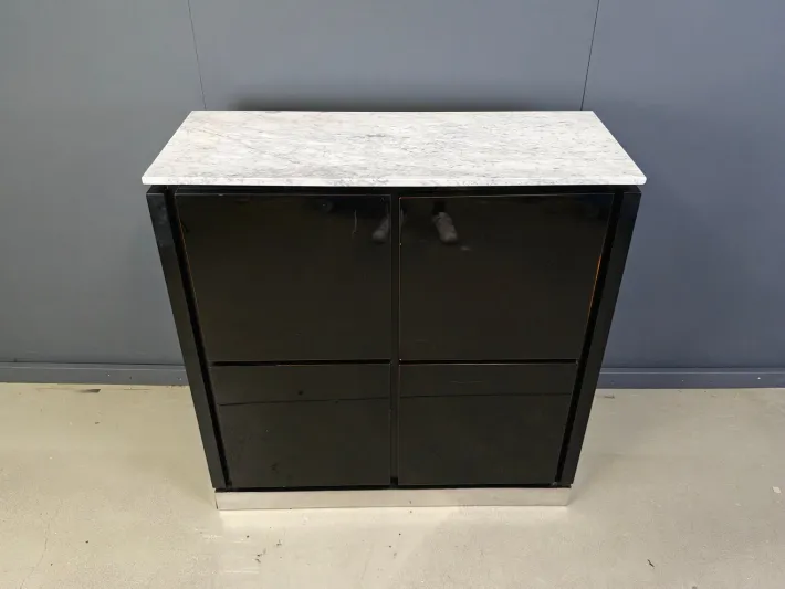 Pamono Vintage Lacquer and Marble Bar Cabinet, 1970s Hot