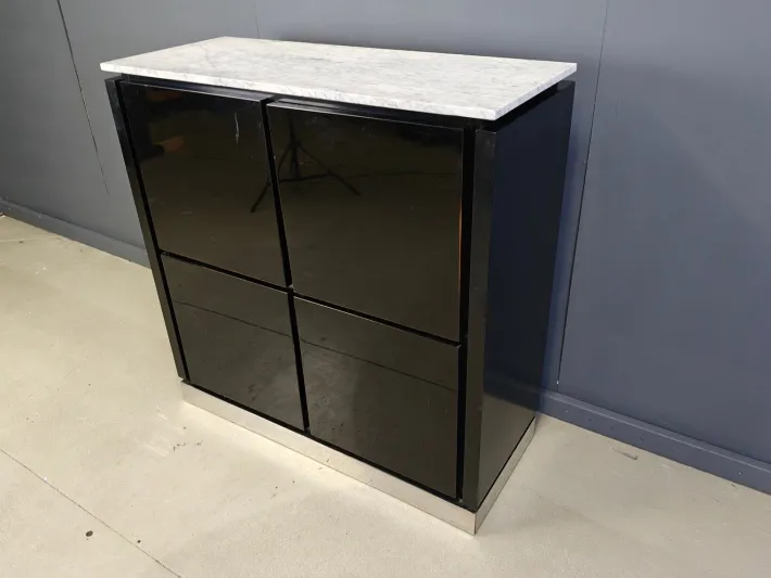 Pamono Vintage Lacquer and Marble Bar Cabinet, 1970s Hot
