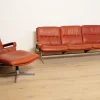 Pamono Vintage Leather Model King 3-Seater, Armchair and Hocker attributed to André Vandenbeuck for Strässle, Set of 3 Outlet