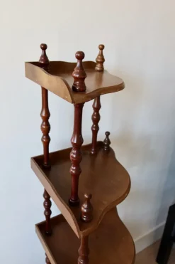 Pamono Vintage 5-Level Corner Shelf in Turned Wood