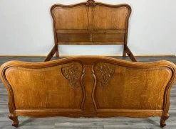 Pamono Vintage Louis XV French Double Bed in Oak Sale