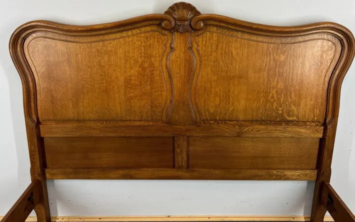 Pamono Vintage Louis XV French Double Bed in Oak Sale