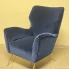 Pamono Vintage Lounge Chair in Blue Velvet, 1950s New