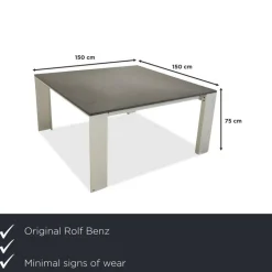 Pamono Vintage Metal Dining Table in Black Anthracite Granite and Metal by Rolf Benz Clearance