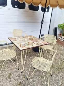 Pamono Vintage Metal Patio Outdoor Garden Set in Wire Mesh, 1960, Set of 5 Hot