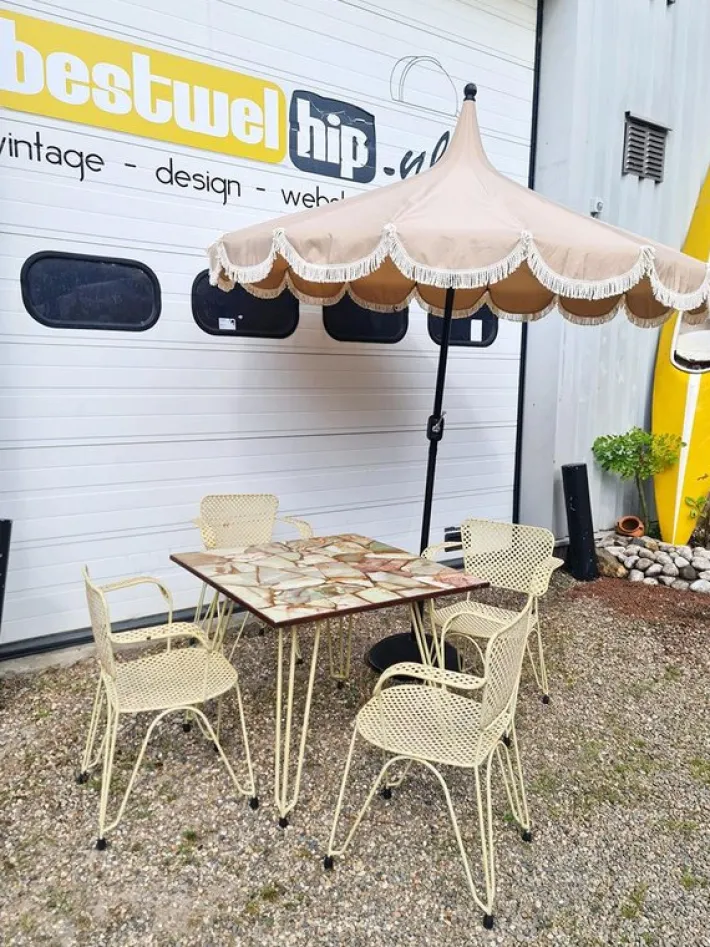 Pamono Vintage Metal Patio Outdoor Garden Set in Wire Mesh, 1960, Set of 5 Hot