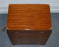 Pamono Vintage Military Campaign Chest of Drawers with Aged Red Leather Outlet