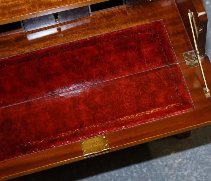 Pamono Vintage Military Campaign Chest of Drawers with Aged Red Leather Outlet