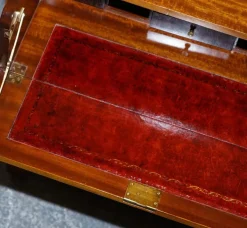 Pamono Vintage Military Campaign Chest of Drawers with Aged Red Leather Outlet