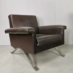 Pamono Vintage Model 875 Armchair in Brown Eco-Leather from Cassina, 1960s Sale