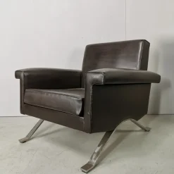Pamono Vintage Model 875 Armchair in Brown Eco-Leather from Cassina, 1960s Sale