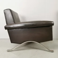 Pamono Vintage Model 875 Armchair in Brown Eco-Leather from Cassina, 1960s Sale