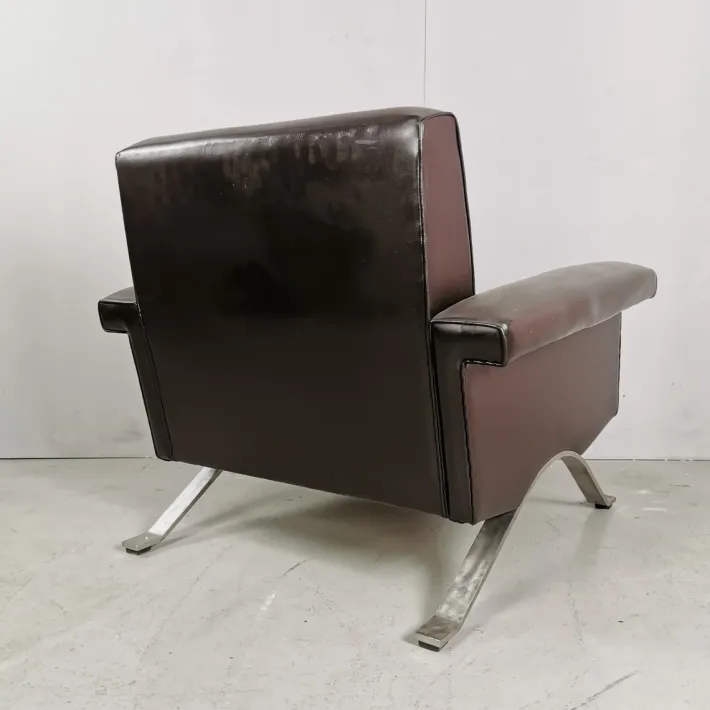 Pamono Vintage Model 875 Armchair in Brown Eco-Leather from Cassina, 1960s Sale