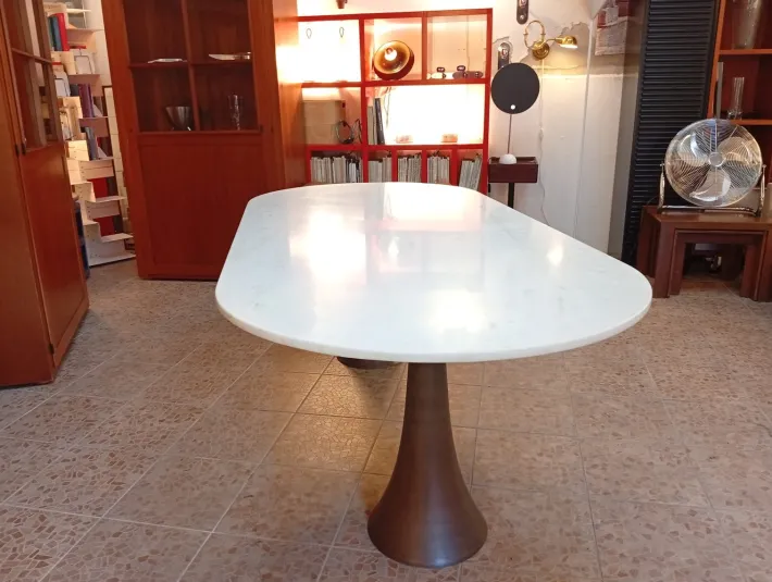Pamono Vintage Model 302 Table with Marble Top by Angelo Mangiarotti for Bernini, 1950s Outlet
