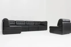 Pamono Vintage Modular Sectional Sofa in Black Leather, 1970s, Set of 6 Outlet