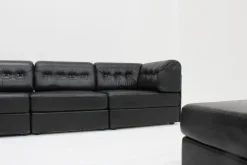 Pamono Vintage Modular Sectional Sofa in Black Leather, 1970s, Set of 6 Outlet