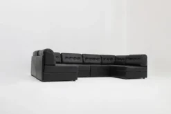 Pamono Vintage Modular Sectional Sofa in Black Leather, 1970s, Set of 6 Outlet