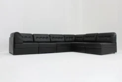 Pamono Vintage Modular Sectional Sofa in Black Leather, 1970s, Set of 6 Outlet
