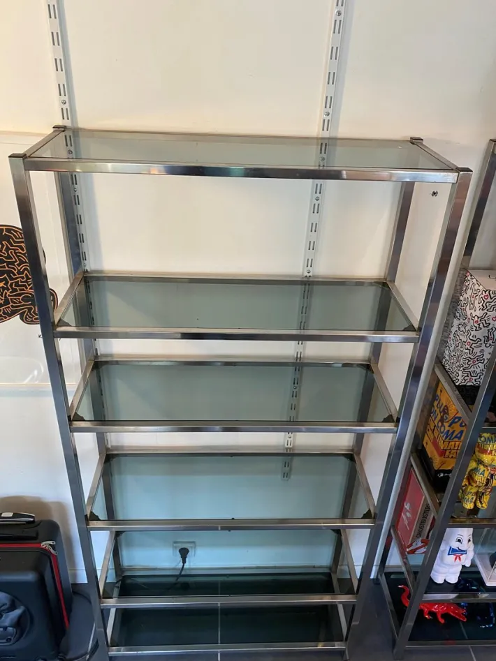 Pamono Vintage N2 Wall Shelf in Glass and Chrome, 1970 Best