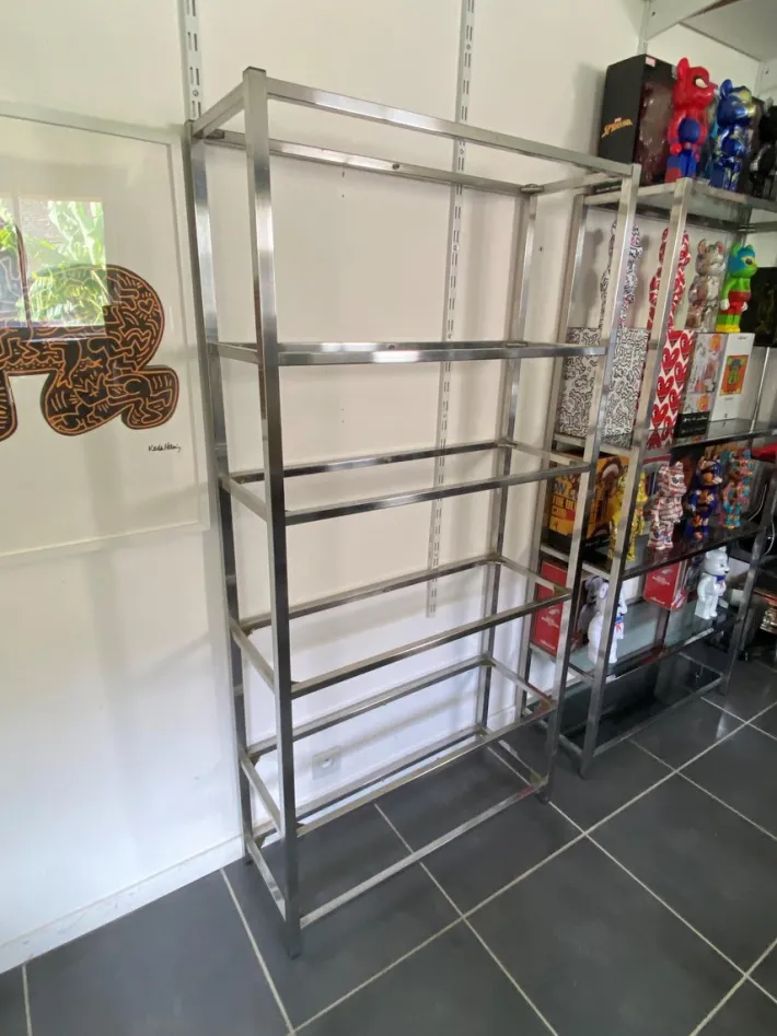 Pamono Vintage N2 Wall Shelf in Glass and Chrome, 1970 Best