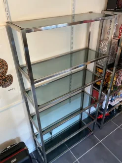 Pamono Vintage N2 Wall Shelf in Glass and Chrome, 1970 Best