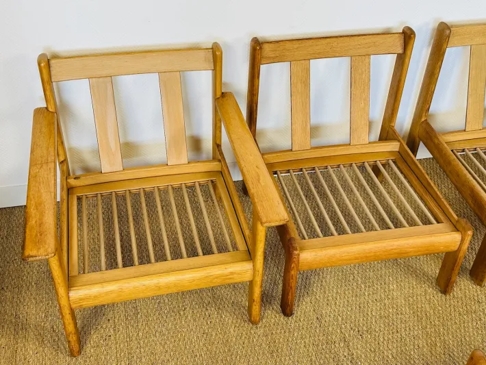 Pamono Vintage Oak and Corduroy Modular Living Room Set by Afra & Tobia Scarpa, 1960s, Set of 5