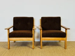 Pamono Vintage Oak and Corduroy Modular Living Room Set by Afra & Tobia Scarpa, 1960s, Set of 5