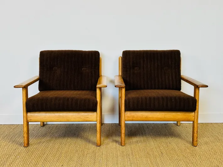 Pamono Vintage Oak and Corduroy Modular Living Room Set by Afra & Tobia Scarpa, 1960s, Set of 5
