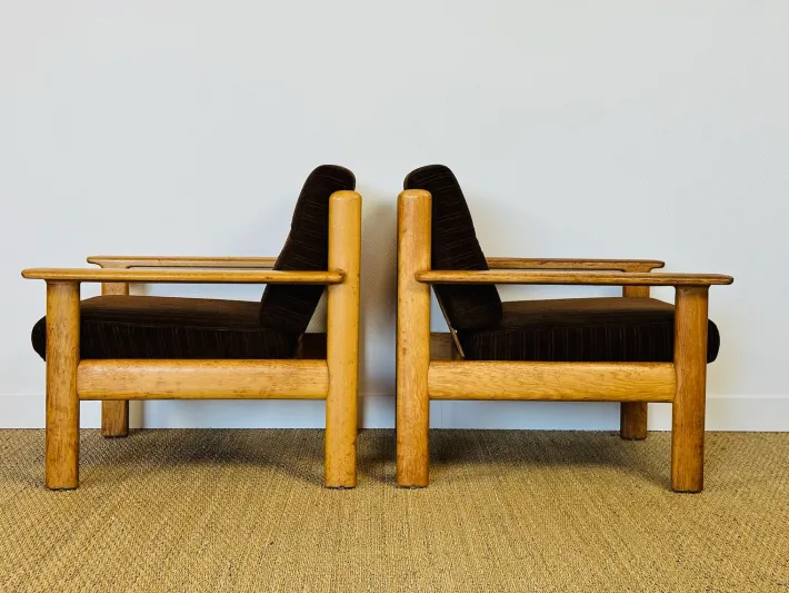 Pamono Vintage Oak and Corduroy Modular Living Room Set by Afra & Tobia Scarpa, 1960s, Set of 5