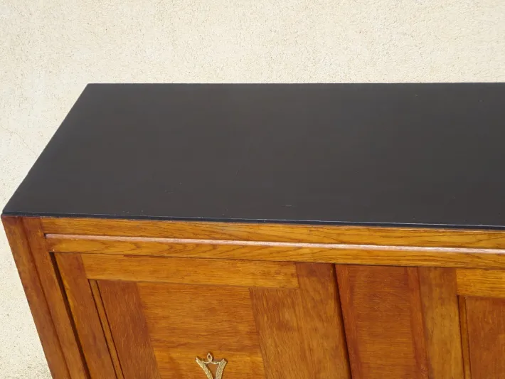 Pamono Vintage Oak and Veneer Sideboard with Gold Handles, 1950s Clearance