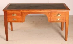 Pamono Vintage Oak Kneehole Desk with Leather Top from Lita Online