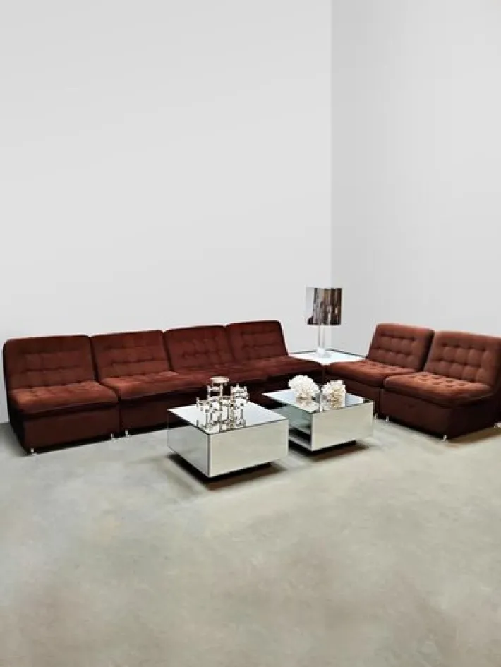 Pamono Vintage Padded Velvet Modular Sofa, 1970s, Set of 7 Online