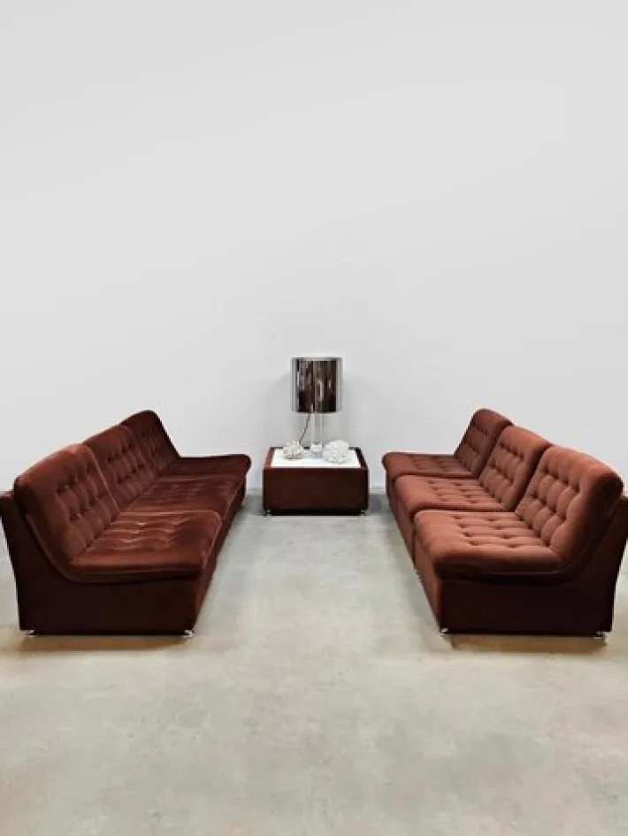 Pamono Vintage Padded Velvet Modular Sofa, 1970s, Set of 7 Online