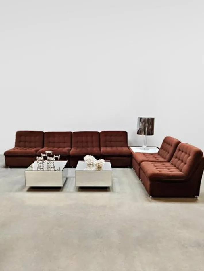 Pamono Vintage Padded Velvet Modular Sofa, 1970s, Set of 7 Online